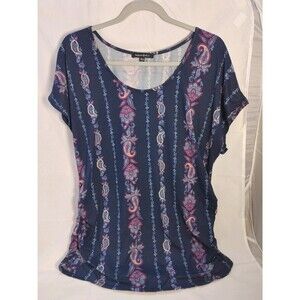 Hippie Chic Shirt Womens XL Blue Purple Blouse